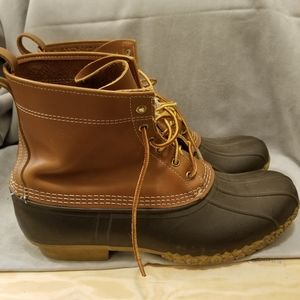 LL BEAN Men's Brown Unlined 8-Inch Lace Up Leather/Rubber Duck Boots Size 13M